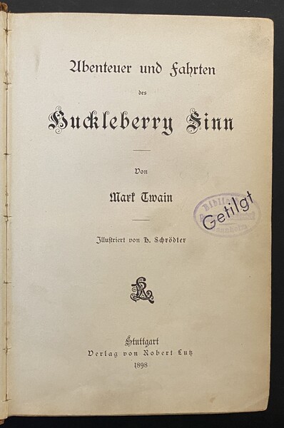 Titelblatt mit Stempel der Ressource-Gesellschaft