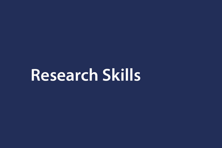 In weißer Schrift steht "Research Skills" auf dunkelblauem Hintergrund.