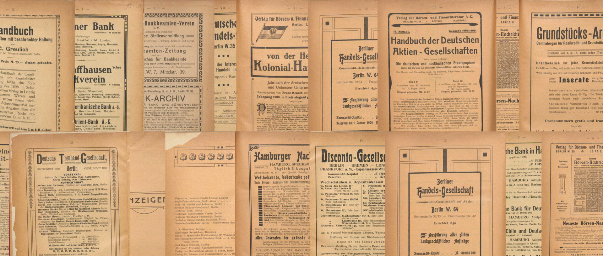 Die Collage besteht aus Digitalisaten des Aktienführers.
